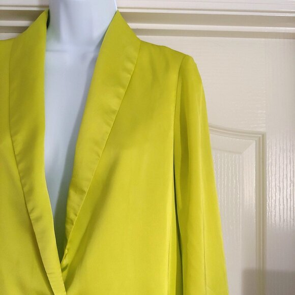 Show Me Your MuMu Felix Blazer Lime Luxe Satin Button Oversized Sz XS - Picture 4 of 14